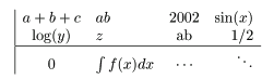 tex array example 1