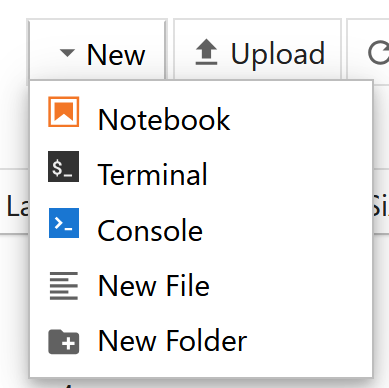 Notebook 作成メニューの例